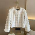 Varanda® White Fur Coat for Women Fur Plush Collarless