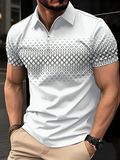 Martin™ 3D digital print zipper style polo shirt