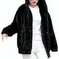 Varanda® Women's Warm Plush Hooded Jacket with Soft Zipper Loose Fit