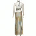 Varanda® Tie Dye Print Women Sexy Maxi Dress Backless