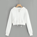 Varanda® White Zip Up Hoodie Long Sleeve For Women