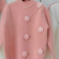 Varanda® Mink Fleece 3D Flower Half High Collar Slim Women's Sweater