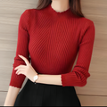 Varanda® Women Mock Neck Ruffles Sweater Long Sleeve Knitted