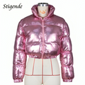 Varanda® Shiny Cotton Padded Golden Coat Warm Women Zipper Winter