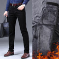 New Winter Men's Fleece Warm Jeans