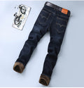 Winter Men's Straight Fleece-Thickened Warm Denim Jeans