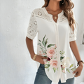 Varanda® Casual Lace Woman Loose & Short Sleeve Blouse