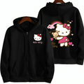 Varanda® Women's Zipper Hoodie Kitty Pattern Sweatshirt