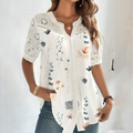 Varanda® Casual Lace Woman Loose & Short Sleeve Blouse