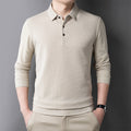 Waffle long sleeve polo shirt