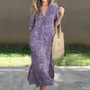 Varanda® Printed Long Dress Women V Neck Half Sleeve Maxi Dress