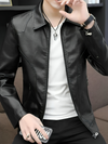 Varanda® New Men Leather Jackets Lapel Zipper Coat