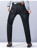 Winter Classic: Business Casual Velvet Straight Jeans - Warm and Stylish