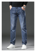 Winter Fashion: Slim Stretch Fleece Jeans for Men with Plush Velvet