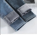 Winter Velvet Skinny Jeans: High Waist, Keep Warm, Vintage Blue