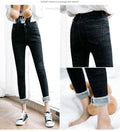 Winter Warmth: Velvet Slim Jeans with Fleece Lining for Women