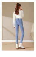 Winter Warmth: High Waist Pencil Denim Velvet Skinny Jeans for Women