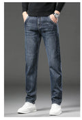 Winter Fashion: Slim Stretch Fleece Jeans for Men with Plush Velvet