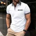 Martin™ casual fashion polyester button stripe polo shirt