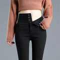 High Waist Button Fly Jeans: White Pencil Style, Black, Sizes up to 5XL