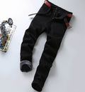 New Winter Men's Fleece Warm Jeans