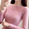 Varanda® Women Neck Slim Knitted Long Sleeve Office Sweaters