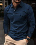 Long sleeve button-up polo shirt