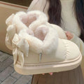 Warm Winter Ankle Boots: Outdoor, Non-slip Thick Sole, Furry Bow, Waterproof, Plush for Women