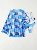 2024 Bikini Set: Push Up Twist Print Swimsuit with Long Sleeve Cover Up