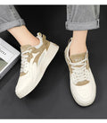 2024 Trendy Men's Platform Sneakers: Comfortable, Lace-up, White Shoes for Autumn