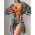 2024 Bikini Set: Push Up Twist Print Swimsuit with Long Sleeve Cover Up