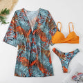 2024 Bikini Set: Push Up Twist Print Swimsuit with Long Sleeve Cover Up