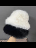 Fluffy Faux Fur Bucket Hat: Rabbit Fur Warmth, Luxury Fashion for Women