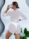 2024 Bikini Set: Push Up Twist Print Swimsuit with Long Sleeve Cover Up