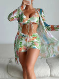 Floral Print Three-Piece Bikinis Set: New Summer Sexy Swimwear for Beach Adventures