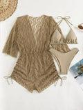 2024 Bikini Set: Push Up Twist Print Swimsuit with Long Sleeve Cover Up