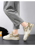 2024 Trendy Men's Platform Sneakers: Comfortable, Lace-up, White Shoes for Autumn