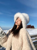 Fluffy Faux Fur Bucket Hat: Rabbit Fur Warmth, Luxury Fashion for Women