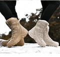 Unisex Military Leather Combat Boots: Plus Size 36-46, Fur Plush, Winter Snow