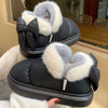 Warm Winter Ankle Boots: Outdoor, Non-slip Thick Sole, Furry Bow, Waterproof, Plush for Women