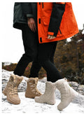 Unisex Military Leather Combat Boots: Plus Size 36-46, Fur Plush, Winter Snow