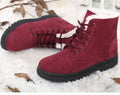 English Style Winter Boots 2023: Ankle Snow Boots with Fur, Low Heels for Women's Fashion