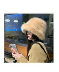 Fluffy Faux Fur Bucket Hat: Rabbit Fur Warmth, Luxury Fashion for Women