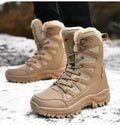 Unisex Military Leather Combat Boots: Plus Size 36-46, Fur Plush, Winter Snow