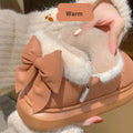 Warm Winter Ankle Boots: Outdoor, Non-slip Thick Sole, Furry Bow, Waterproof, Plush for Women