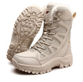 Unisex Military Leather Combat Boots: Plus Size 36-46, Fur Plush, Winter Snow