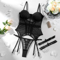 Lace Sheer Lingerie Set: Spaghetti Strap, Patchwork Corset Outfit for Sassy Nights