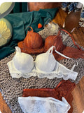 Logirlve Embroidery Sexy Underwear Set: Lace Brassiere, Deep V Push-Up Bra, and Panties