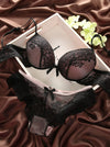 Sexy Lace Bra Set: Fashionable Deep V Push-up Underwear with Vintage Embroidery