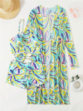 2024 Bikini Set: Push Up Twist Print Swimsuit with Long Sleeve Cover Up